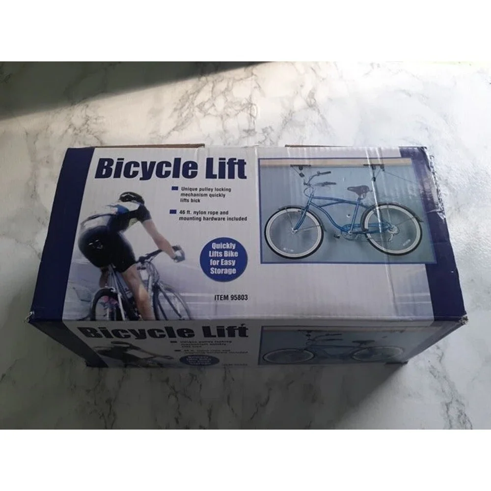 Bicycle Lift Bike Ceiling Mount Pulley Hoist Garage Storage Rack Hooks Hanger